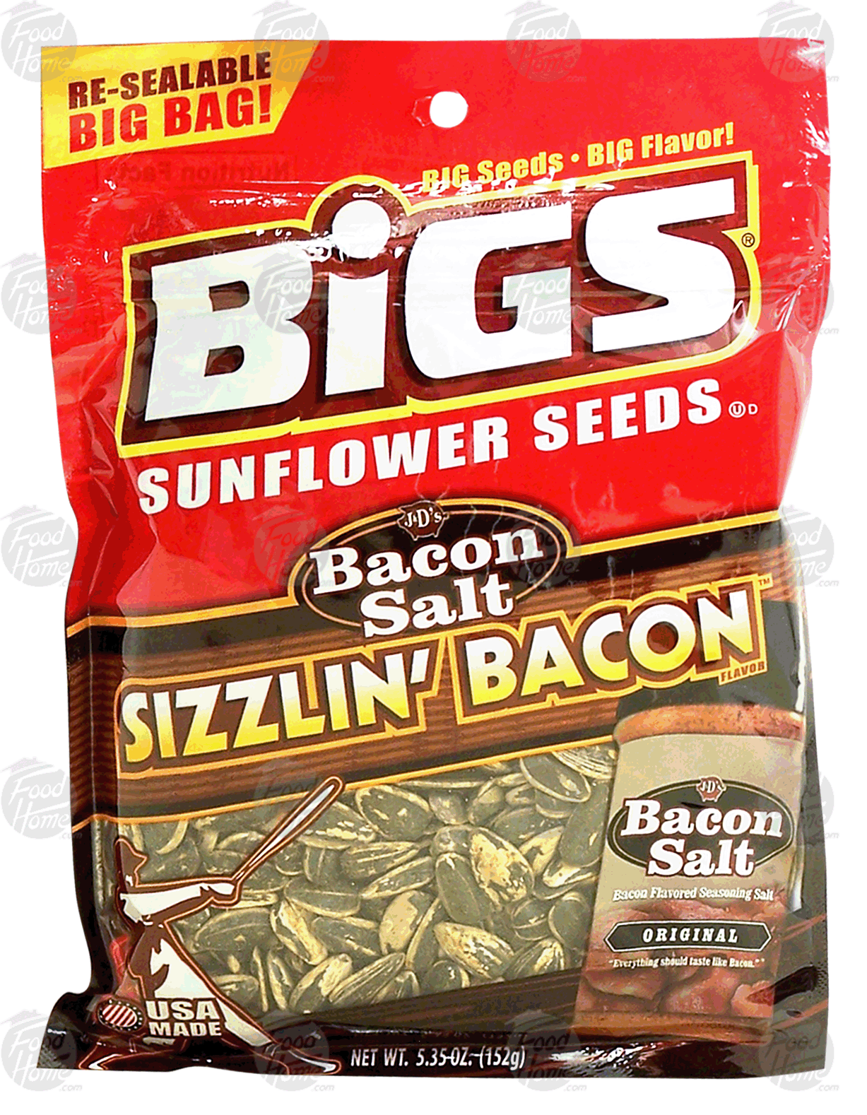 Bigs  sizzlin' bacon, bacon salt flavor sunflower seeds in shell Full-Size Picture